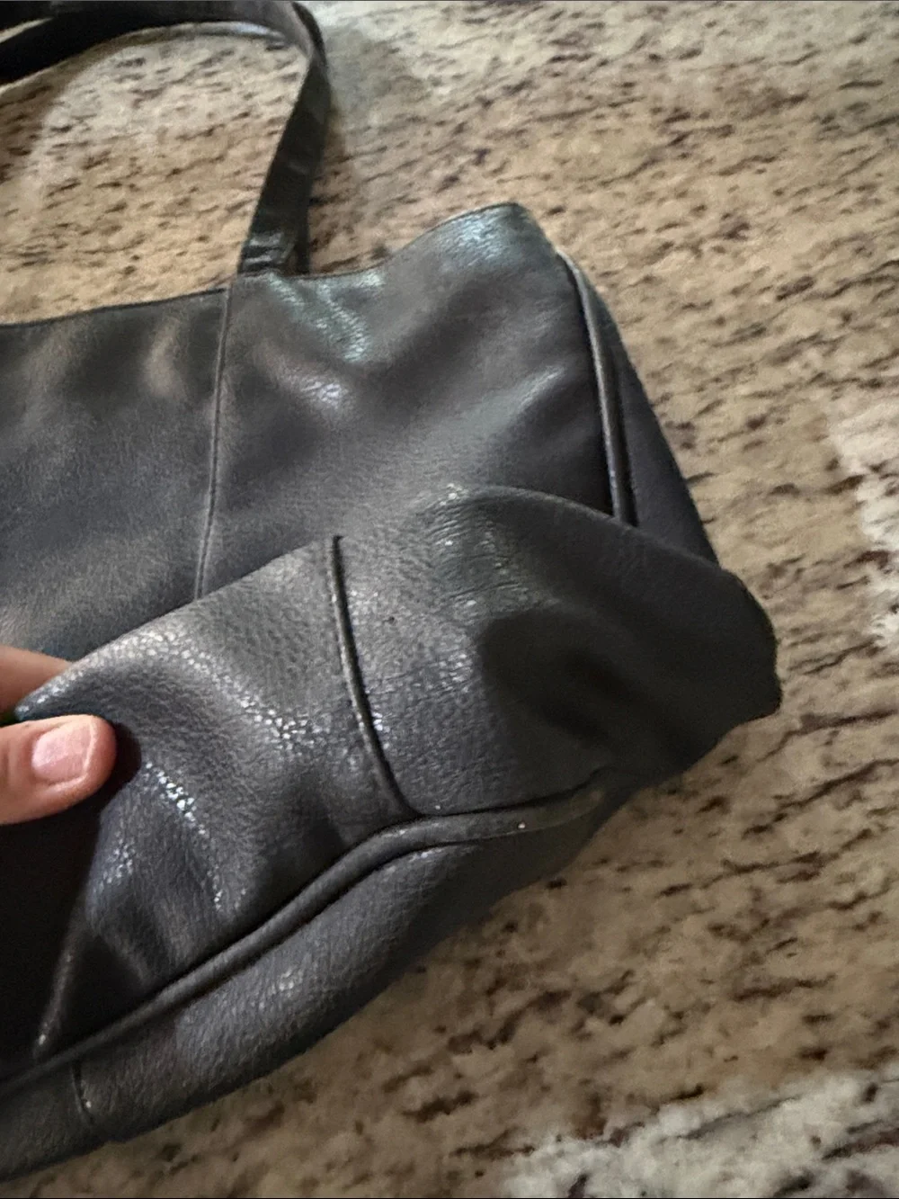 Everyday Black Leather Tote Bag with Sturdy Straps